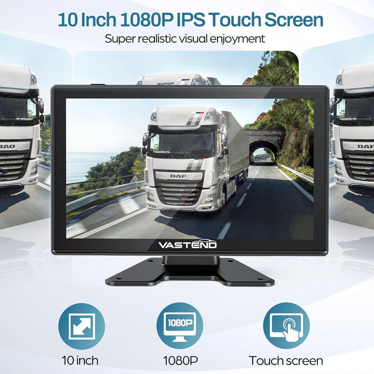 Bekabelde achteruitrijcamerakit, AHD 1080P achteruitrijcamera met 10 inch touchscreen-monitor, IP69 waterdicht, IR nachtzicht, achteruitrijcamera's voor auto, bestelwagen, vrachtwagen, trailer