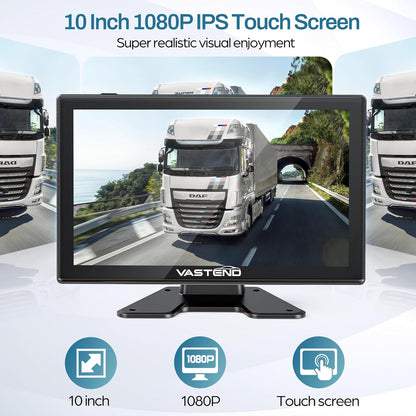 Bekabelde achteruitrijcamerakit, AHD 1080P achteruitrijcamera met 10 inch touchscreen-monitor, IP69 waterdicht, IR nachtzicht, achteruitrijcamera's voor auto, bestelwagen, vrachtwagen, trailer