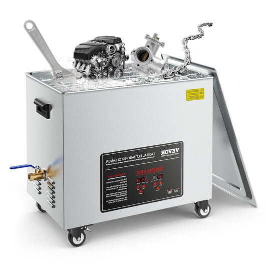 VEVOR Ultrasonic Cleaner, 50 Litres, Professional Ultrasonic Cleaner with Cleaning Basket and Digital Display, Stainless Steel, 840 W, 40 KHz with Wheels for Parts, Carburetor - QUORE