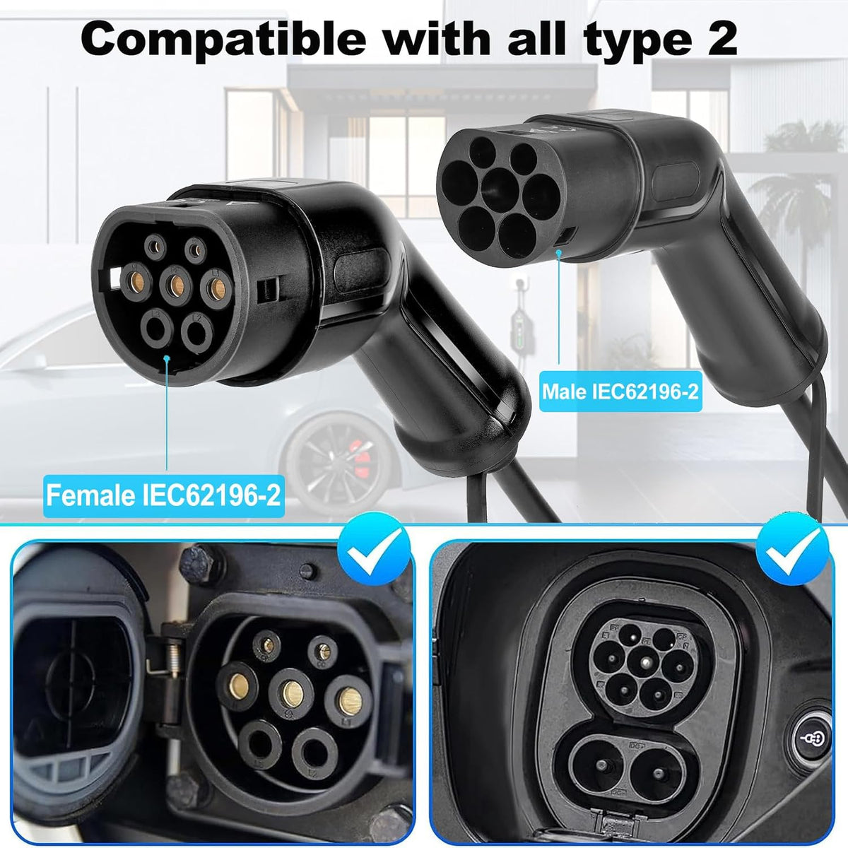 <font dir="auto" style="vertical-align: inherit;"><font dir="auto" style="vertical-align: inherit;">        Fast Type 2 Charging Cable 22kW 32A Three-phase 480V Max. 5M EV Charger Model 3 IP54 EV Charging Cable with Free Carrying Bag EV Charger Type 2 Bla