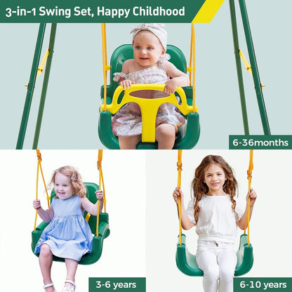FUNLIO 3-in-1 Toddler Swing Set - green