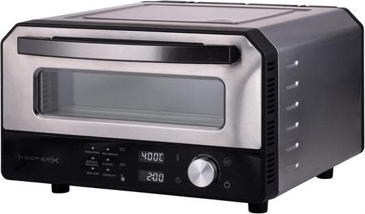 Pizzaoven 43 x 48 x 27 cm, behuizing van roestvrij staal, 6 gaarinstellingen tot 400 °C, 1700 W, Kooper X