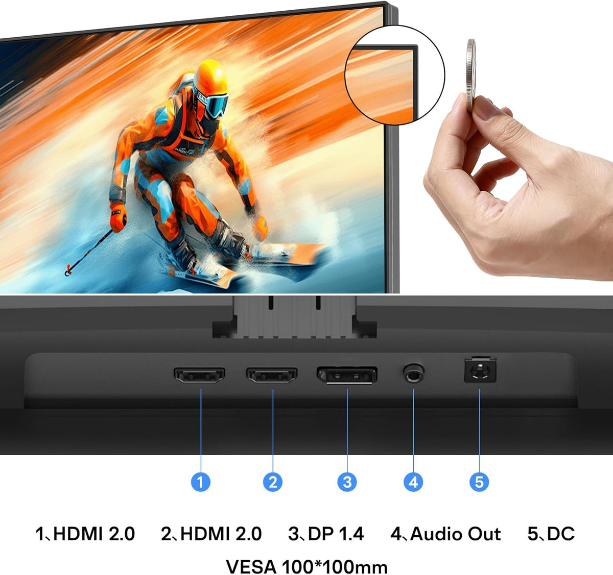 KOORUI 27 inch QHD, IPS Panel 100 Hz, 95% DCI-P3, MPRT 1ms, AMD FreeSync, HDMI 2.0 + DP1.4, Tilt and VESA Compatible, Ideal for Home Work and Entertainment, Black - QUORE