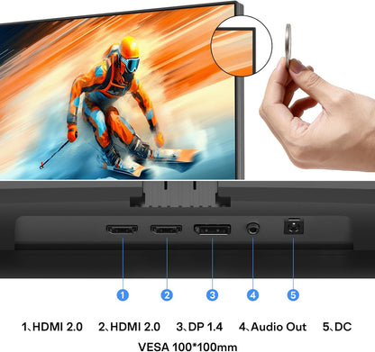 KOORUI 27 inch QHD, IPS Panel 100 Hz, 95% DCI-P3, MPRT 1ms, AMD FreeSync, HDMI 2.0 + DP1.4, Tilt and VESA Compatible, Ideal for Home Work and Entertainment, Black - QUORE