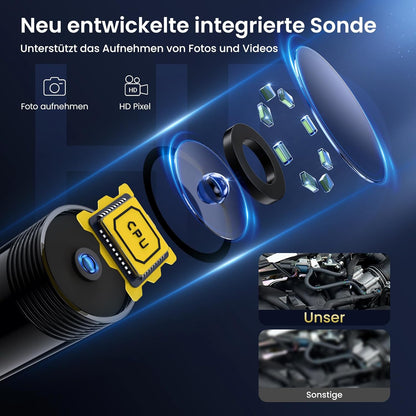 Maxpow Endoscoopcamera met licht, 1920 HD 8 ledverlichting, waterdichte IP67-endoscoop voor Android- en iOS-smartphones, semi-rigide kabelinspectiecamera voor autoreparatie, ventilatiebuizen