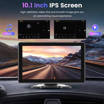 1080P achteruitrijcamera met 10,1-inch HD IPS-monitor, kentekenplaatcamera, IP68 waterdichte achteruitrijcamera met nachtzicht voor auto's, vrachtwagens, SUV's en bestelwagens, 6,5-36V