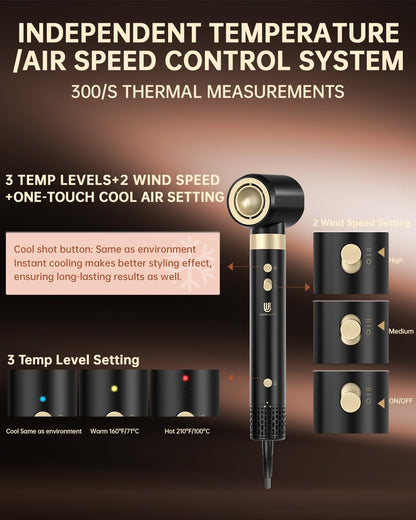 6-In-1 Airstyler Zwart – Föhnborstel – Haardroger – Volumeborstel – Air Krultang – Dual Voltage 110-240 V – 110.000 Omw/Min, 30 M/S En 500 Miljoen Negatieve Ionen