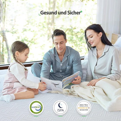 Novilla Matras 140 x 200 cm H3 gel traagschuim koudschuimmatras 7 zones schuim rolmatras bamboevezels ademend Oeko-Tex 18 cm