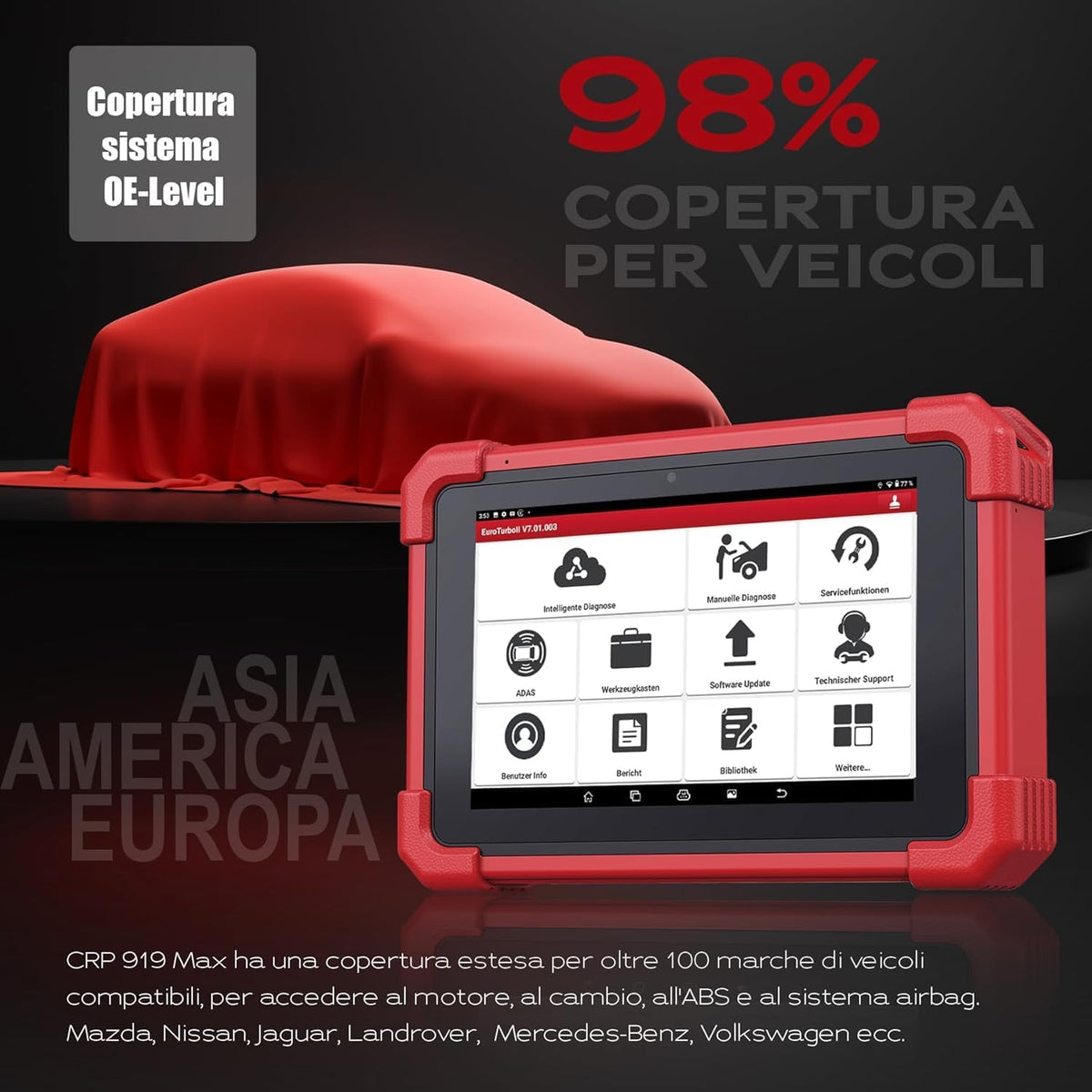 OBD2 Diagnoseapparaat – Auto Diagnosetool – Foutcode Lezer – Service Reset Apparaat – Actieve Tester – Diagnostiek op OE-niveau – 31+ Reset- en Servicefuncties