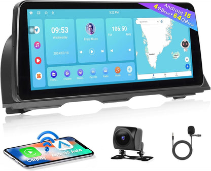 Hikity 10,25 inch 8 core 4+64GB Android Autoradio voor BMW 5 Series F10/F11 2012-2017 met NBT Systeem Draadloze CarPlay Android Auto Bluetooth Handsfree GPS WiFi DSP FM