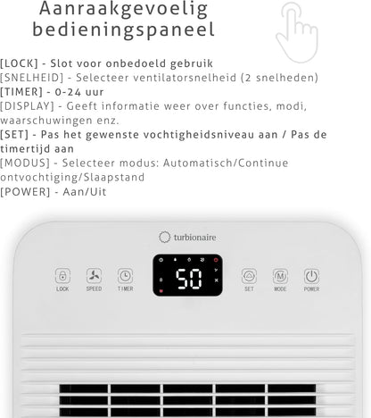 Luchtontvochtiger – Ontvochtiger – Vochtvreter – Luchtdroger – Compressorontvochtiger – 10 Liter/24u – Stil 38 dB