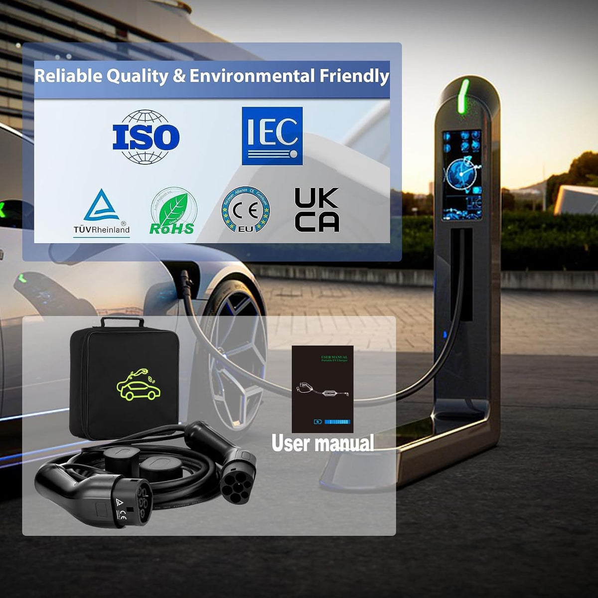 <font dir="auto" style="vertical-align: inherit;"><font dir="auto" style="vertical-align: inherit;">        Fast Type 2 Charging Cable 22kW 32A Three-phase 480V Max. 5M EV Charger Model 3 IP54 EV Charging Cable with Free Carrying Bag EV Charger Type 2 Bla