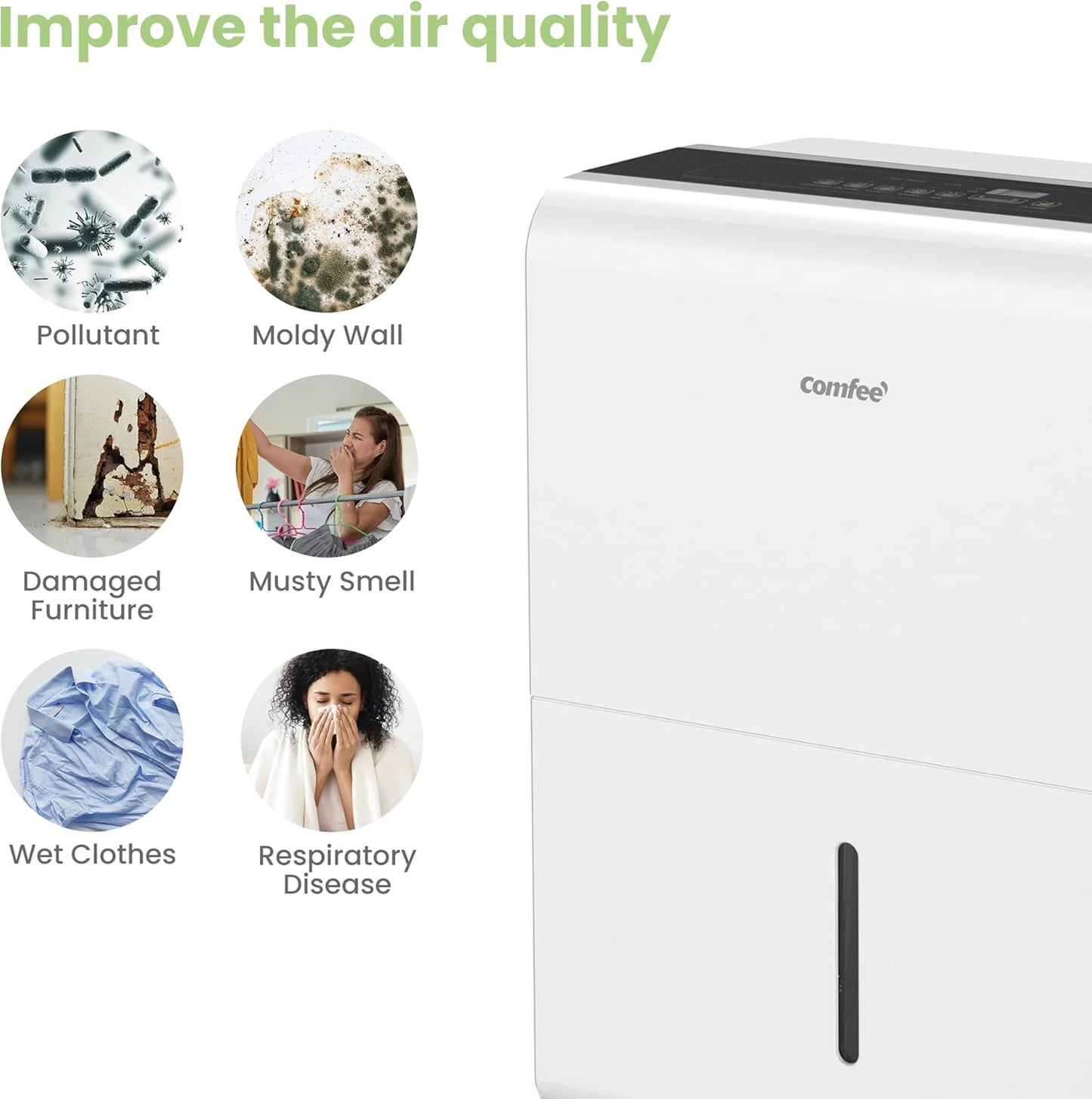 Luchtontvochtiger – Ontvochtiger – Vochtvreter – Air Dehumidifier – Vochtverwijderaar – Energiebesparend – 30 Liter Per Dag Capaciteit - QUORE