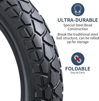 YUNSCM 2-PCS 20-inch Heavy Duty 20x4.0/98-406 Fat E-Fietsbanden 20inch FatFietsbanden Compatible with Electric 20x4.0 20X4 All-Terrain Directional TreadFietsbanden (Y-1327)