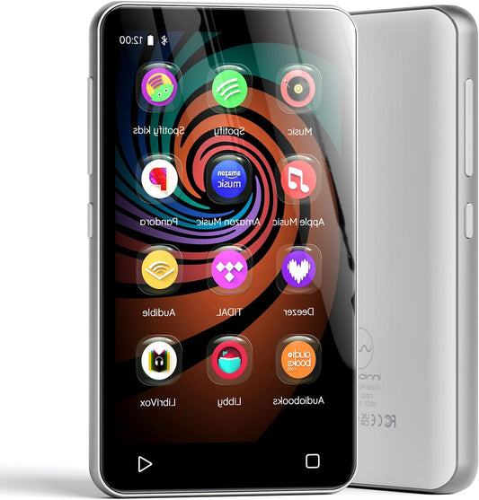 Innioasis MP3 Player with Bluetooth and WiFi, 160GB MP3 Player with Spotify for Kids, 4 Inch Touch Screen Android MP3 MP4 Player with Pandora, Amazon Music, Audible, Libby, Audiobooks (White) - QUORE