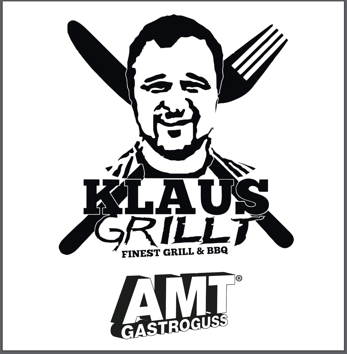 Klaus grillt Gastronorm grillplaat GN 1/1 met BBQ-grillbasis voor inductie door AMT Gastroguss 53 x 33 cm 2 cm hoog met roestvrijstalen handgrepen Lotan® antiaanbaklaag AMZN-KG-I-2533-G-BBQ