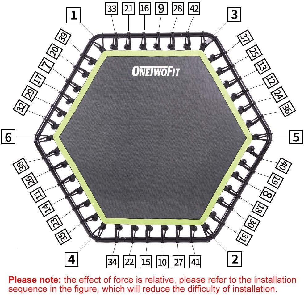 OneTwoFit Diameter stille trampoline met in hoogte verstelbare handgreep, fitnesstrampoline training zoals in de fitnessstudio trainer workout voor volwassenen