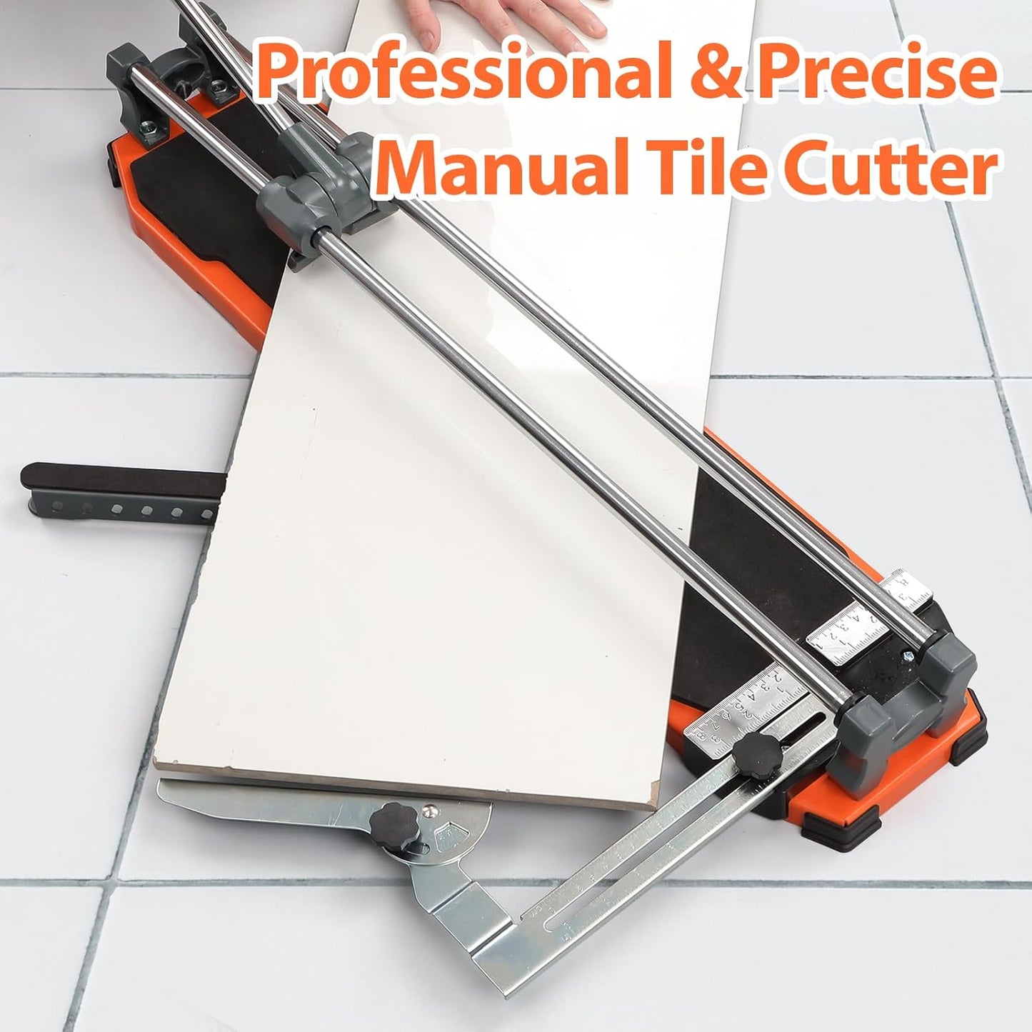 TILER 630 mm Tegelsnijder Handmatig, 25 inch Professionele Machine met Wolfraamcarbide Snijwiel,Basis en Antislip Steunen, Precieze Tegelsnijder voor Keramiek & Porselein, DIY & Vakmensen