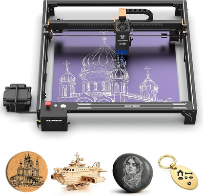 Acmer S2 Pro Lasergraveermachine, 36 W, lasergravure en snijder, 24000 mm/min, 400 x 400 mm, draagbaar, ondersteunt wifi-verbinding, TF-kaart, USB-pc, luchtpomp 30 l/min, werkplaats, startups