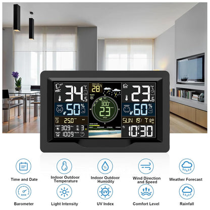 jely WiFi Weerstation met App, WLAN Weerstation met Buitensensor, Thermometer Hygrometer, Windmeter & Regenmeter, Temperatuur, Vochtigheid, Luchtdruk, UV-Index, 12–24 u Weersvoorspelling