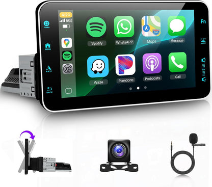 Android 13 autoradio 1 DIN draadloze CarPlay Android Auto, Podofo 9-inch touchscreen 4G+64G radio Bluetooth 5.0 FM/RDS GPS HiFi EQ WiFi stuurwielbediening achteruitrijcamera
