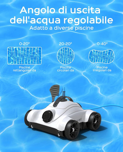WYBOT Zwembadrobot 150W Krachtig voor het reinigen van grote bladeren en stenen, zwembadstofzuiger met dubbele motor, 3 timerfuncties, vloerreinigingsborstel, Perfect voor zwembaden
