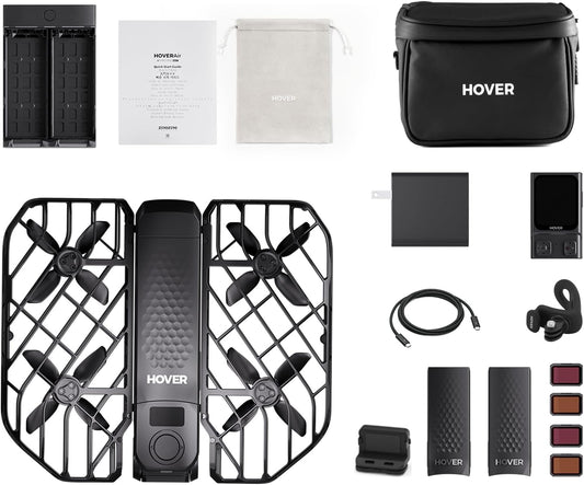 HOVERAir X1 PRO 4K Action Flying Camera, Vouwenbare drone met camera met 42 km/u volgssnelheid, 10+ volledige automatische vluchtmodi, Vlieg overal met OmniTerrain, SmoothCapture 2.0 (Fietscombo)