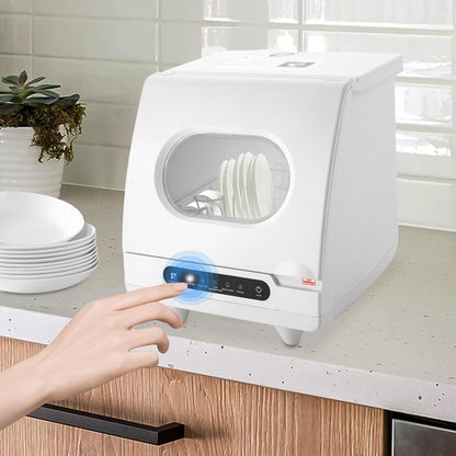 Compacte mini-vaatwasser, vaatwasser, vaatwasser, vaatwasser, tafelvaatwasser, werkbladen, draagbaar, wit, 800 W, 220 V