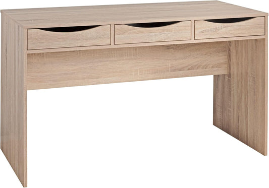 Bureau – Werkplek – Computertafel – Schrijftafel – Laptopbureau – 120 cm Breed – Sonoma Eiken Look – 3 Lade Opbergruimtes – Stevige MDF Constructie