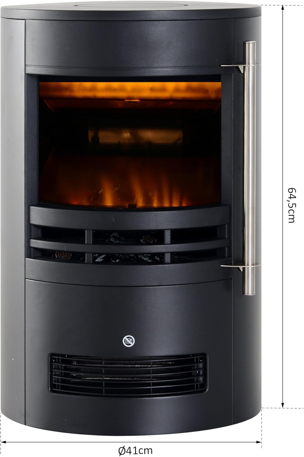 Elektrische Haard – Open Haard – Wandhaard – Staande Haard – Kachel – Sfeervol Vlameffect – 2 Warmtestanden 900/1800W – Compact 41x41x64,5 cm - QUORE