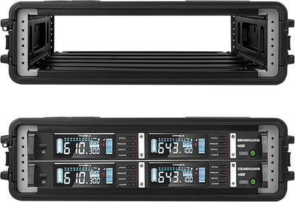 Rack Case, 19" 2U Rack Case Ondiepe Flight Cases Duurzaam HDPE Waterdichte Stofdichte 390-2U Shock Mount Rekken met Microfoon Compartimenten 19" Rackmount Flight Cases