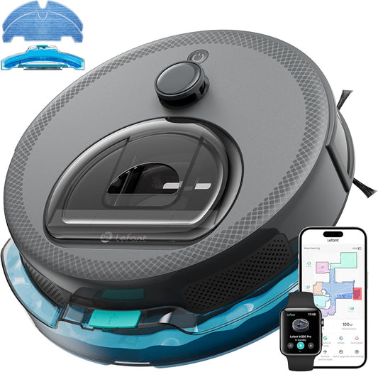 Lefant M330 Pro Robotstofzuiger en Dweilrobot Met 3-In-1 Mapping, Dtof-Navigatie, 5000Pa, Diameter 28 Cm, Obstakelvermijding Psd 190°, App/Alexa/i Watch, Ideaal Voor Haren M