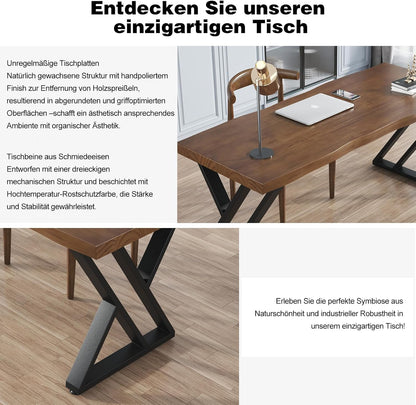Massief houten bureau, 140 x 70 cm, thuiskantoortafel met dik werkblad, pc-werkplek en kantoormeubel, modern bureau van grenenhout, ideaal voor leren, schrijven, eten