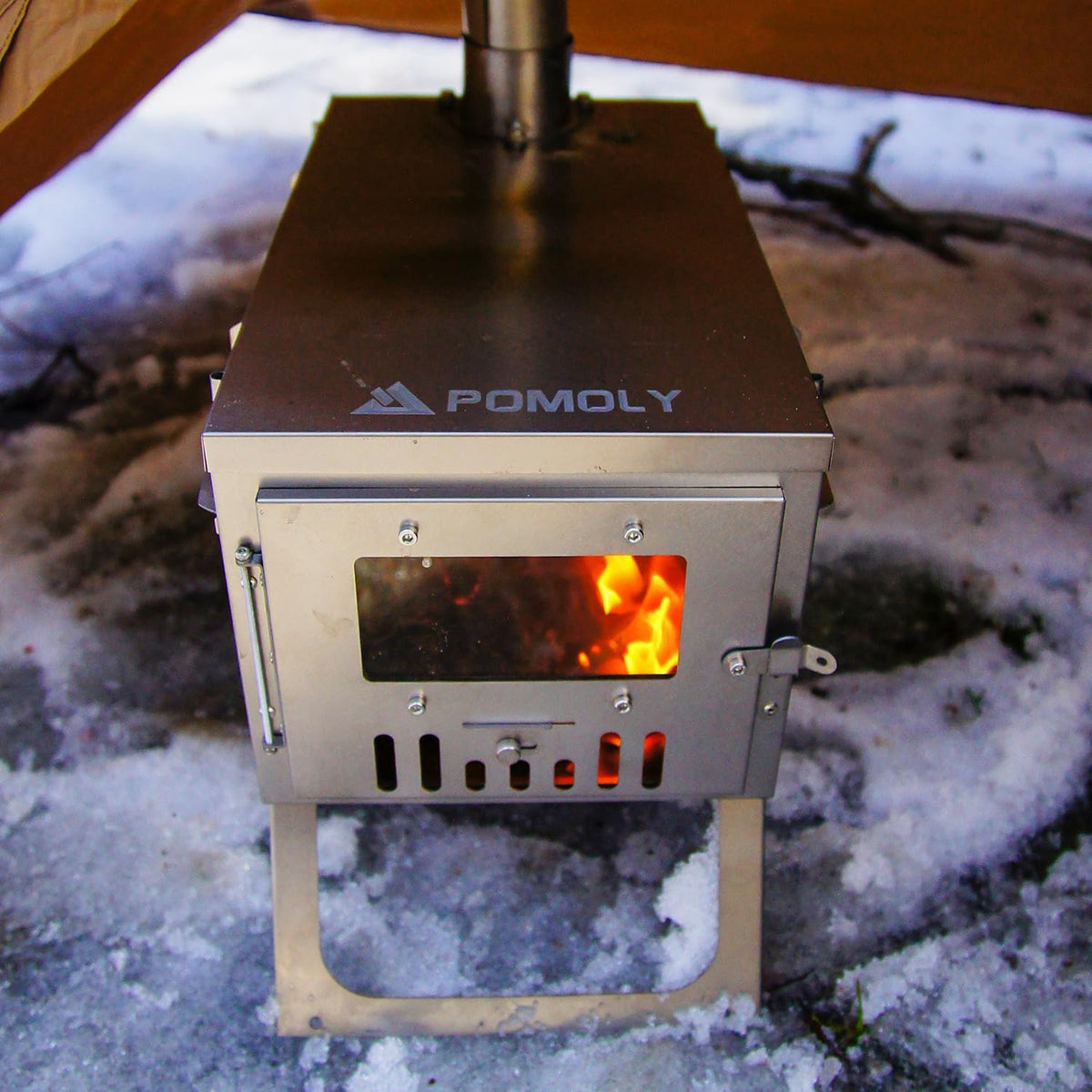 POMOLY Ti 0.6 Lichte titanium kachel, draagbaar, voor camping, outdoor, 3 m slang