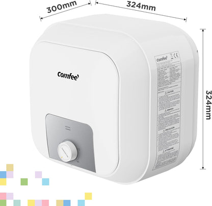 COMFEE D10-15VD1OW Elektrische doorstroomboiler, 10 l, onder de gootsteen, met watertank, licht, compact, eenvoudig te installeren, ideaal voor een klein gezin