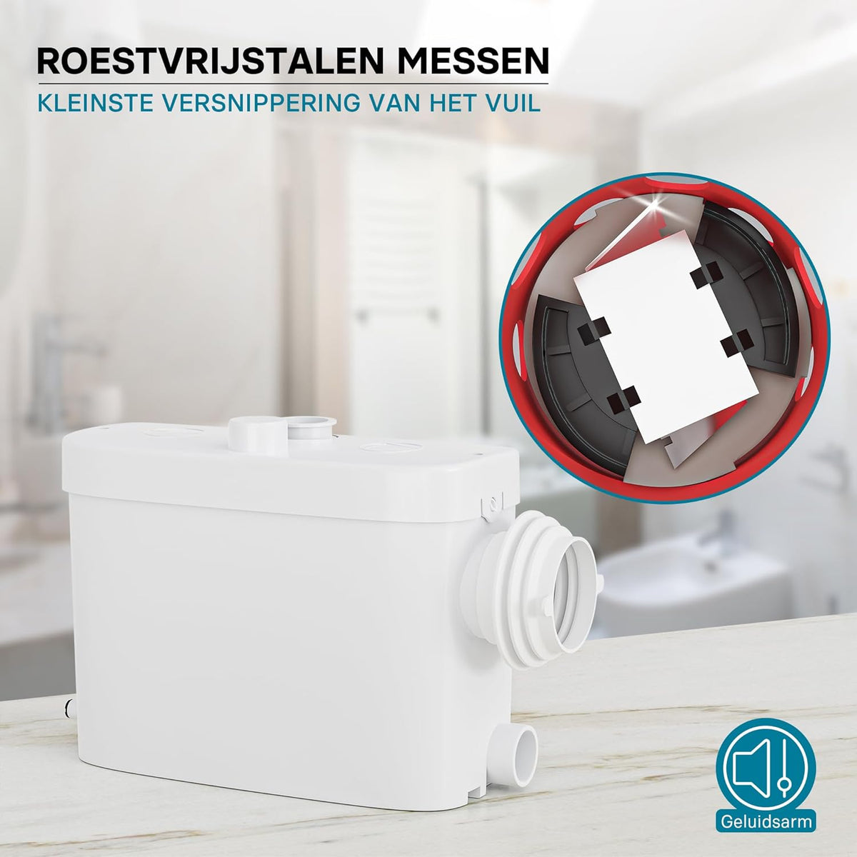 Opvoerinstallatie voor afvalwater en fecaliën – Fecaliënpomp – Afvalwaterpomp – Rioolpomp – Vuilwaterpomp met zijaansluiting – 450 W – Opvoerhoogte 7,5 m