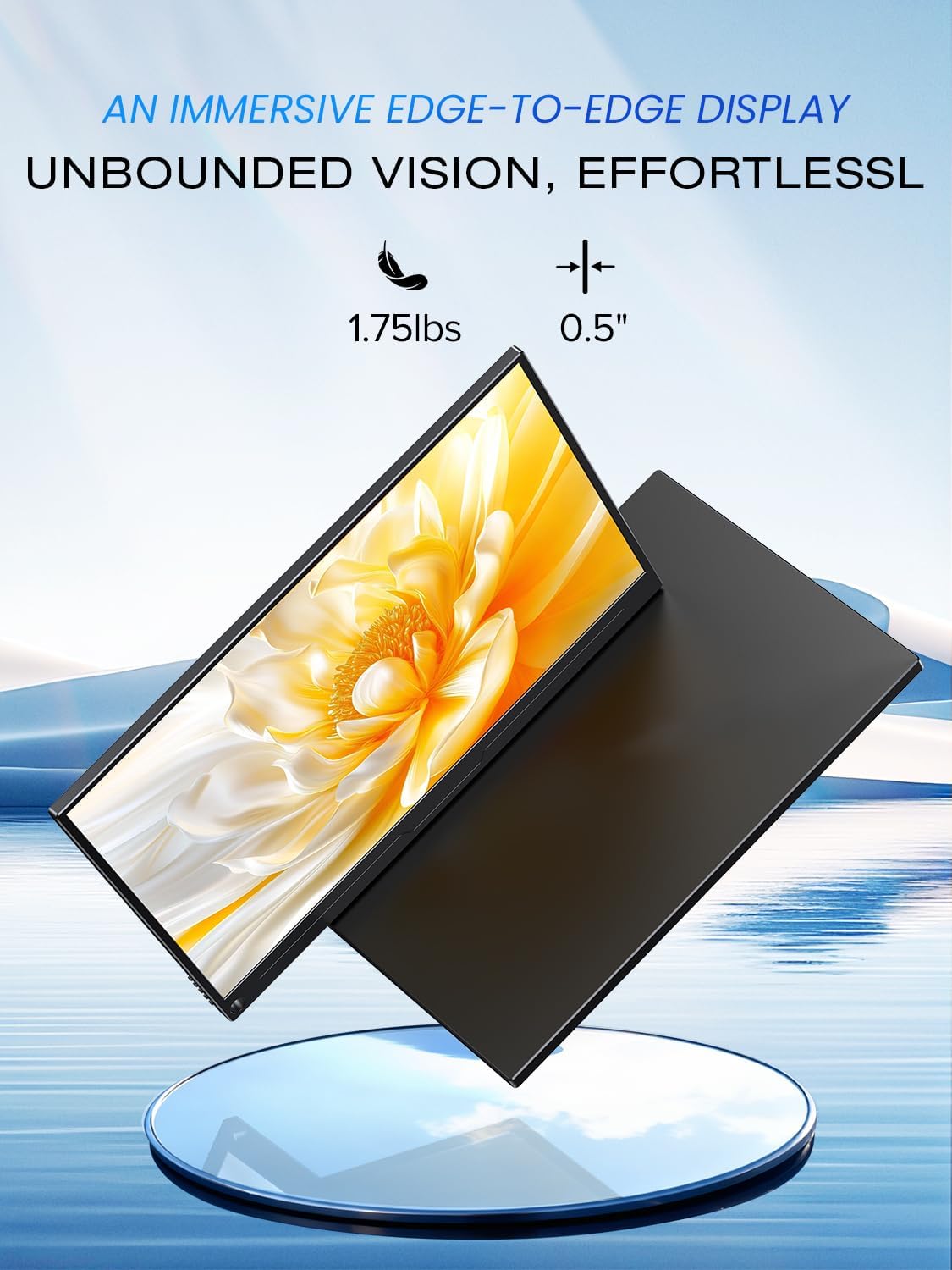 UPERFECT Draagbare Monitor QLED 16 Inch 2.5K QHD Oogverzorging 150% sRGB 2000:1 500Nits IPS Mat Scherm met HDMI USB C voor Laptop PC Mobiele Telefoon, Mobiel Display VESA-compatibel