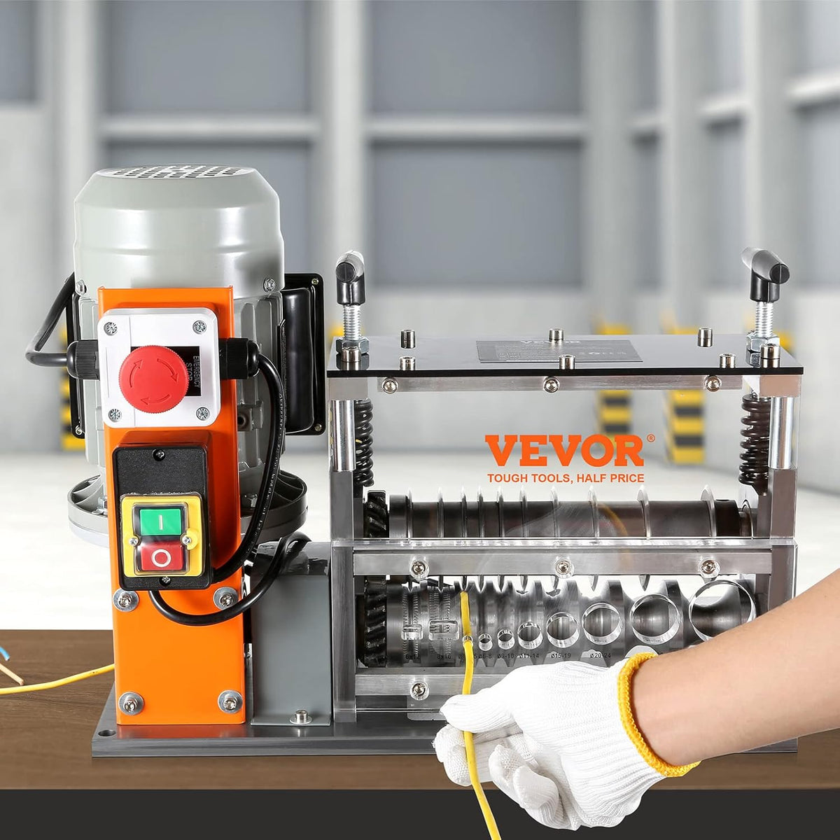 VEVOR Cable Stripper Machine, Electric, 1.5-32 mm, Cable Peeling Machine, 750 W, 30 m Per Minute, Speed, Stripping Plier, 65 m Spring Steel, Blade Ideal for Stripping Copper Wire