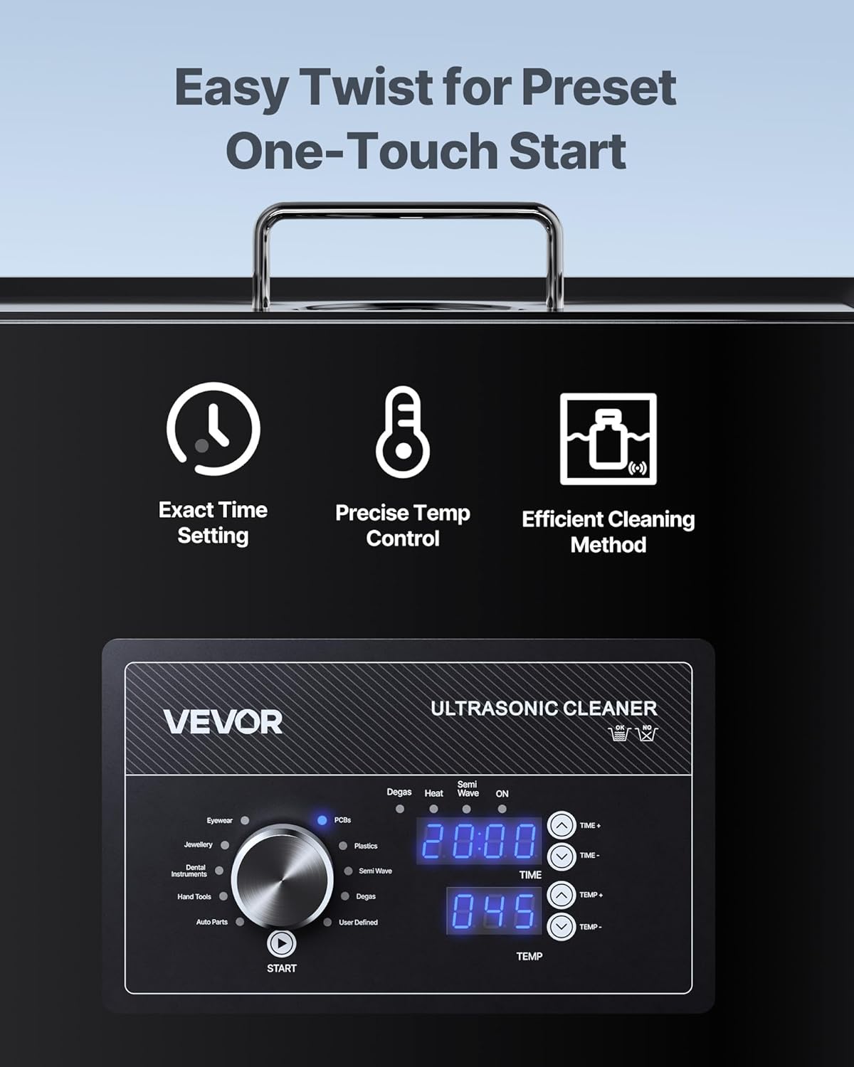 VEVOR Ultrasonic Cleaner, Professional Ultrasonic Cleaning Device with Rotary Knob Control, 30 Litres, Cleaning Device with Basket and Cleaning Ball, Ultrasonic Device for Watches, Shavers