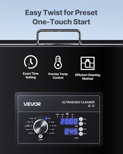 VEVOR Ultrasonic Cleaner, Professional Ultrasonic Cleaning Device with Rotary Knob Control, 30 Litres, Cleaning Device with Basket and Cleaning Ball, Ultrasonic Device for Watches, Shavers