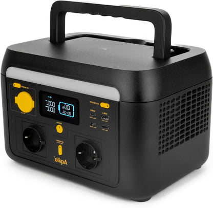 Powerstation 614Wh 1000W – Portable generator with LiFePO4, 2x AC (pure sine), USB-C/A, 12V, LED lamp, app control – Mobile power supply for camping & emergency power - QUORE