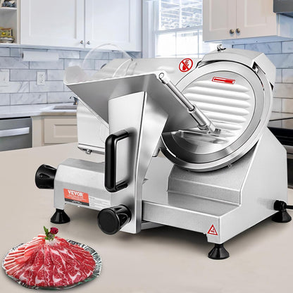 Commerciële Vleessnijmachine, Elektrische Deli Food Slicer, Carbon Steel Blade Elektrische Voedselsnijmachine, 350-400 RPM Vleessnijder, 0-0,45 inch verstelbare dikte voor vlees, kaas, groenten, ham