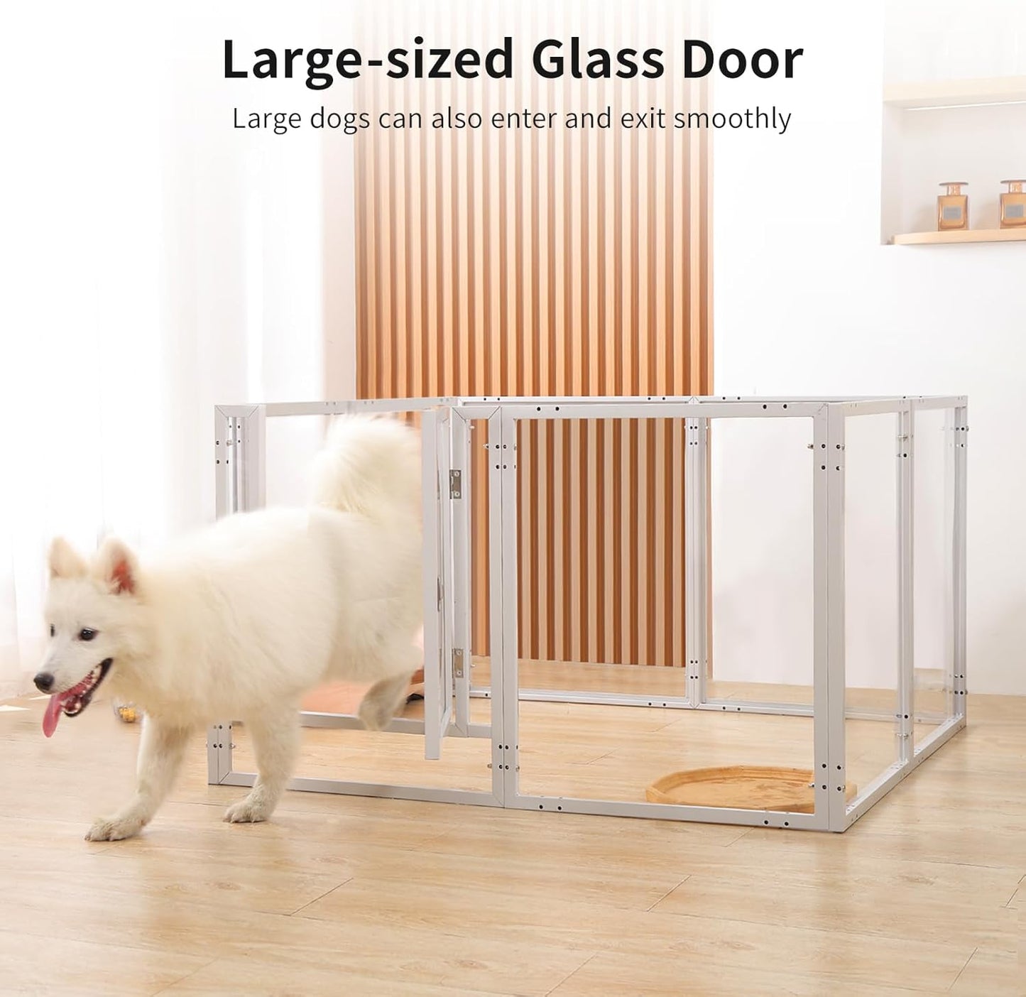Doorzichtige acryl hondenspeelbox voor binnen - 130 cm 10 panelen huisdierbox voor kleine honden en katten, buitengebruik met deur, eenvoudig te monteren en schoon te maken (wit-08, 23 inch, 8 panelen