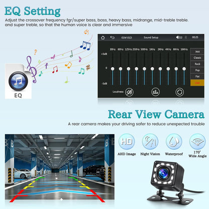 Hikity 2+32GB Android13 Estéreo Para Coche 2 Din Con Navi/Soporte Para Teléfono, Radio de 10,88 Pulgadas 2 Din Android Con Navegación GPS WiFi Bluetooth Tipo-C FM USB Mirror Link
