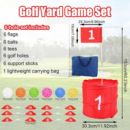 Golf Yard Game, 6 Holes Bucket Golf Games Backyard Golf Game Set Golf Practice Game voor Volwassenen Kinderen Gazon Strand Tuin Camping Park