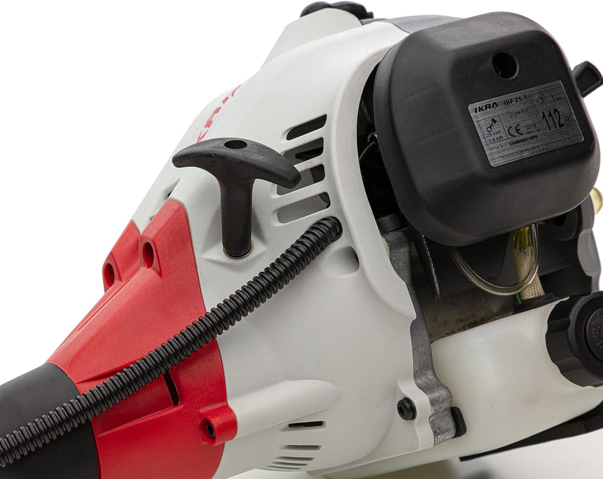 IKRA Benzine Bosmaaier trimmer IBF 25-1, incl. draadspoel, 4-tands mes & schouderriem, grijs/rood/zwart