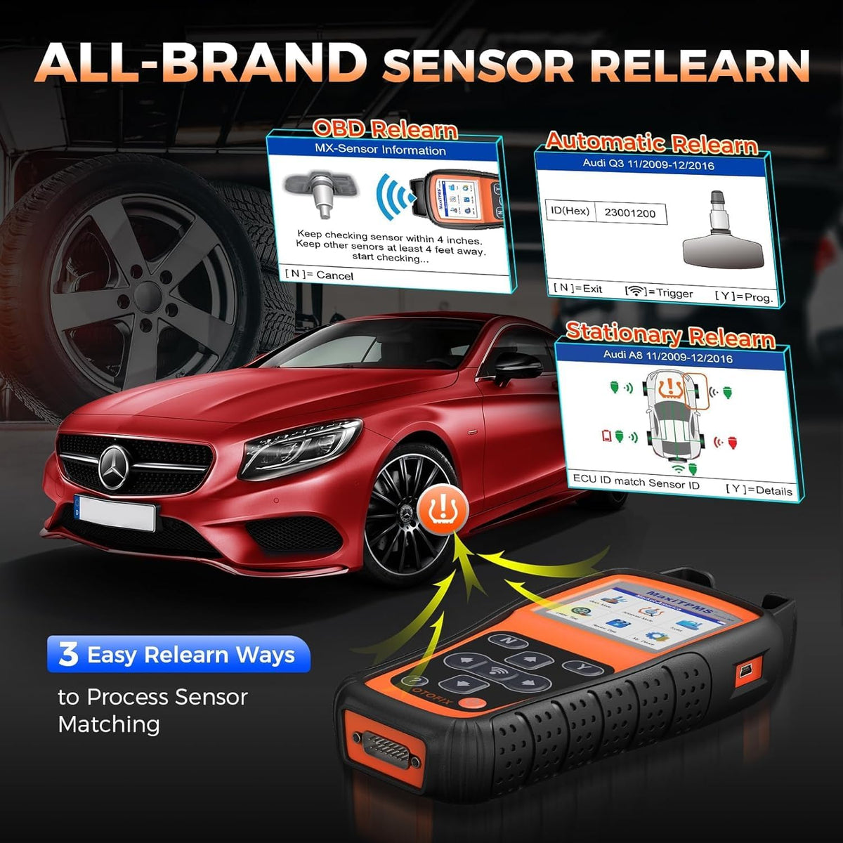 TPMS Tool – Banden Sensor Tester – TPMS Programmer – Banden Spanning Monitor – TPMS Resetter – Ondersteunt MX-Sensoren 315/433 MHz – Gratis Levenslange Wifi Updates - QUORE
