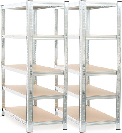 Wiltec 2x magazijnrek verzinkt 180x120x40 cm, totale draaglast 875 kg, stalen stellingkast, 5 planken