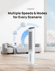 Luchtkoeler - Aircooler - Torenventilator - 40inch Ventilator - Verdampingskoeler - met Waterkoeling - Stil - 80° Draaifunctie - 3 modi - 4 Snelheden - Afstandsbediening - Wit