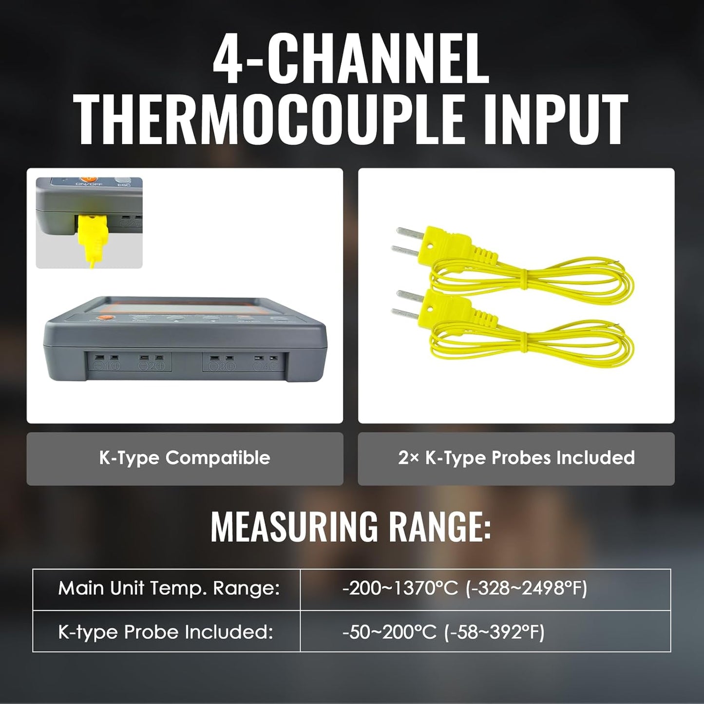 4 Kanaals K Type Thermometer Sd-kaart Datalogger Thermoelementtemperatuur Met Pieper En Led-alarm + 2 K Thermoelementsonde